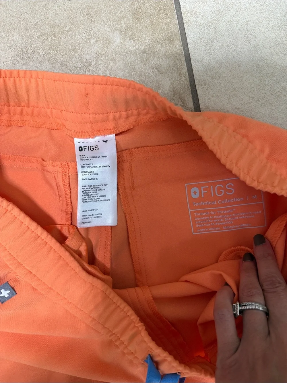 Figs Mens Tansen Jogger Sunset Orange with drawstrings